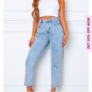 White Fox “Drive Me Crazy” Cropped Jeans Mid Blue L